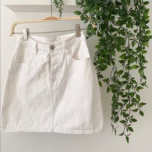 White jean mini skirt